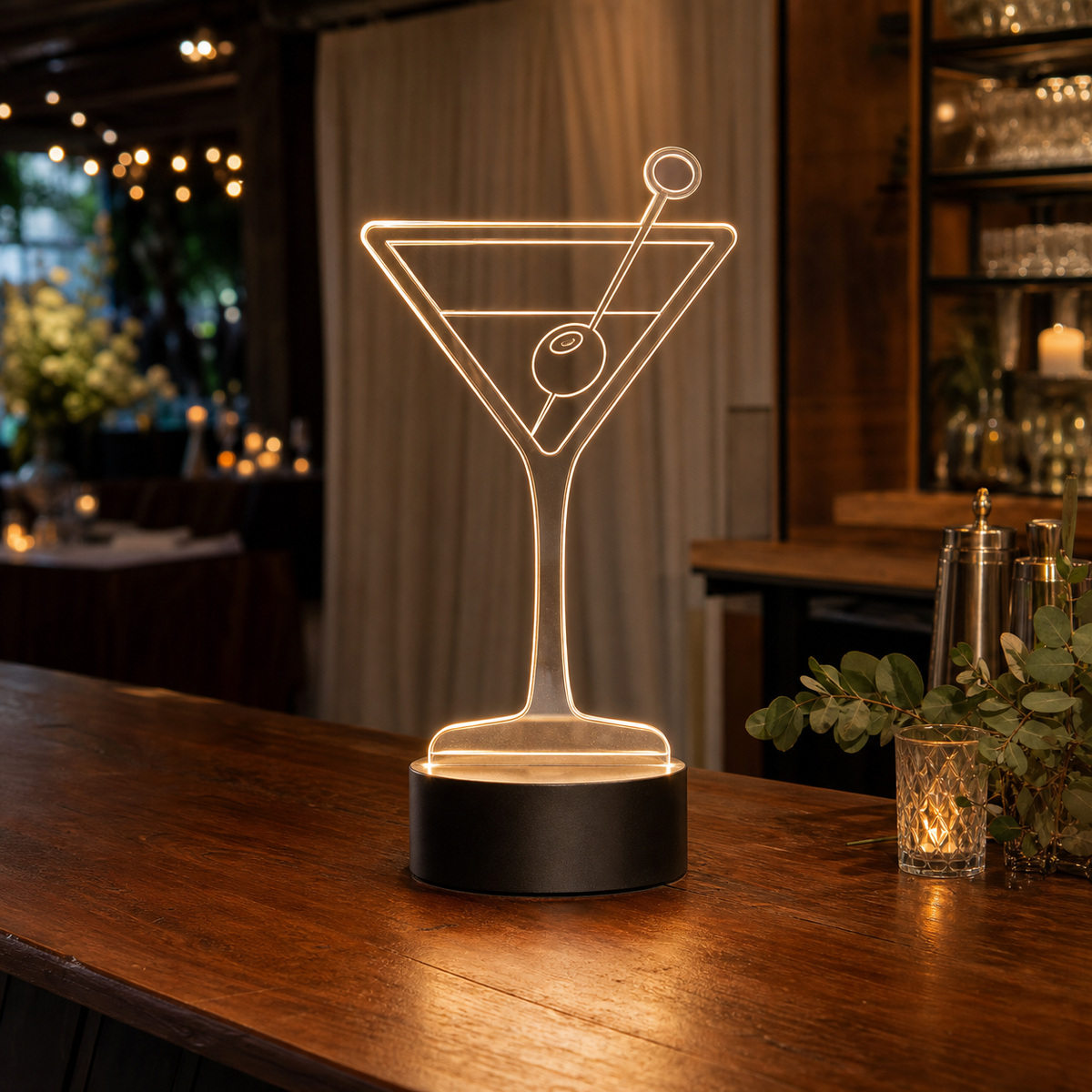 Custom Martini-Shaped LED Acrylic Logo Sign product photo